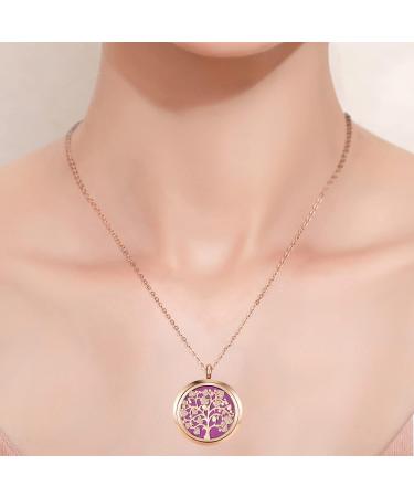 AZNECK Family Tree of Life Essential Oil Diffuser Necklace - Personalized Aromatherapy Locket Pendant Gift for Mom - Buy Online on GoSupps.com