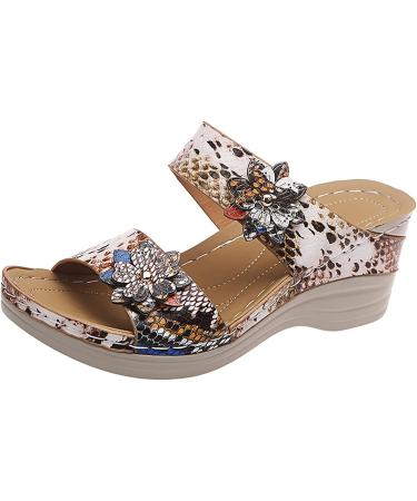 NLOMOCT Orthopedic Sandals for Women Arch Support Leopard Print Wedges Sandal 6.5 - Buy Online on GoSupps.com