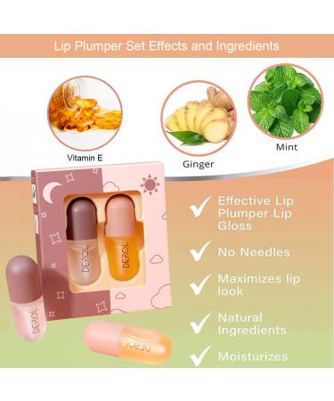 Wenrny Lip Plumper Set 2 Set Natural Lip Plumper and Lip Care Serum 5.5ML Day and Night Lip Plumper Serum Lip Enhancer Hydrating Lip Mask Women Lip Plumper Gloss Kit Moisturizing Long-lasting - Buy Online on GoSupps.com