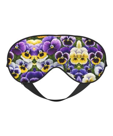 Blue Flowers Print Unisex Sleeping Eye Mask Soft Comfortable Light-Blocking Eye Mask