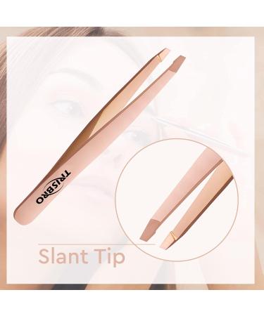 Slant Tip Tweezer - Professional Eyebrow Stainless Steel Tweezers - Splinter Tweezer for Facial Hair Removal - Best Precision Slant Tweezer for Ingrown Hairs (Rose Gold) - Buy Online on GoSupps.com