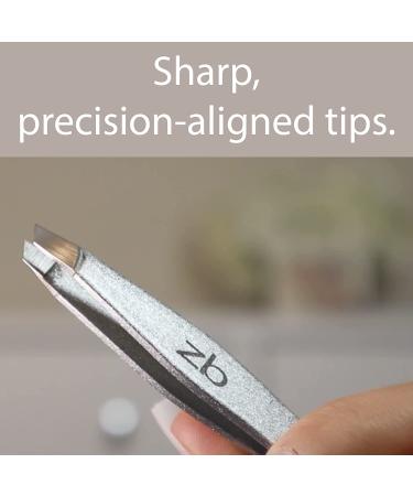 Zizzili Basics Slant Tip Tweezers - Surgical Grade Stainless Steel for Precision Eyebrow Shaping and Facial Hair Removal - Includes Protective Pouch - Ideal Tweezer for Men and Women Silver - Buy Online on GoSupps.com
