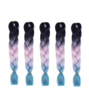 5Pcs Ombre Jumbo Braiding Hair Extensions - 100g/pc Kanekalon Synthetic Fiber for Twist Brading Hair 24Inch (60cm) 3
