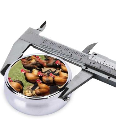 Farm Rooster Pattern Mini Round Pill Box | 3 Compartment Travel Pill Organizer | Portable Case for Home & Office - Buy Online on GoSupps.com