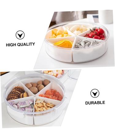 Mikinona Dried Fruit Plate Lunchbox Party Tray with Lid Candy for Kids Serving Candy Boxes Section Round Tray 26X7.5CM White - Buy Online on GoSupps.com