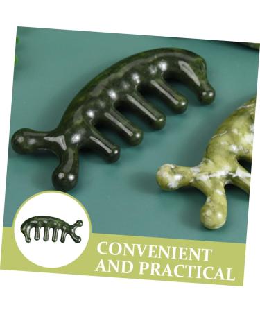 Moluckfu Jade Massage Comb - Premium Handcrafted Jade Body Tool for Scalp & Relaxation | 11.50x1.50cm Green - Buy Online on GoSupps.com