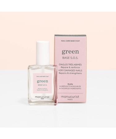 Manucurist Green S.O.S. Base Coat - Nail Fortifier with Vitamins C and B5 | Strengthens & Repairs Damaged Nails | Vegan Formula | 15 ml - Buy Online on GoSupps.com