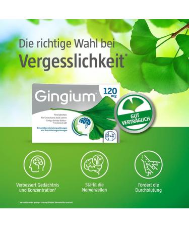 Gingium 80 mg Film-Coated Tablets - 30 pcs | Boost Memory & Combat Forgetfulness Naturally - Buy Online on GoSupps.com