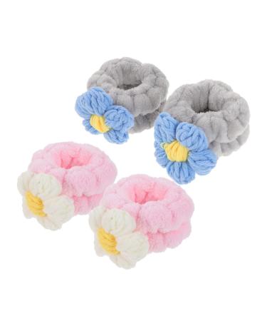 2paires Bracelets Peluche lastiques Pour Lavage Du Visage Design Cartoon Adorable Pour Filles Accessoire Pratique Et Absorbant