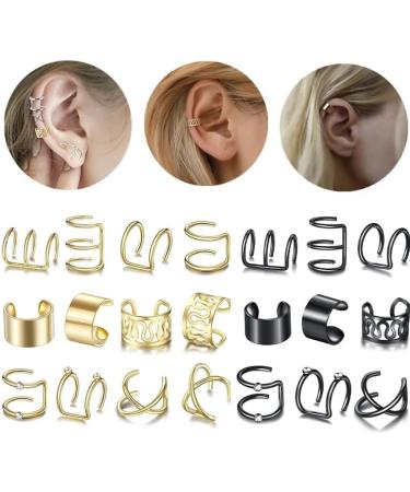 Diarypiece 12 Pcs Retro Advanced Sense Ear Bone Clip Without Pierced Metal Ear Cuff Jewelry Metal alloy - Buy Online on GoSupps.com