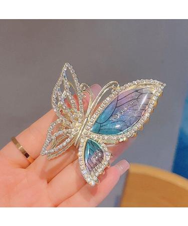 Butterfly Women Fashion Rhinestone Metal Hair Claw Sparkly Hold Barrettes Non-Slip Strong Hair Accessories - Buy Online on GoSupps.com