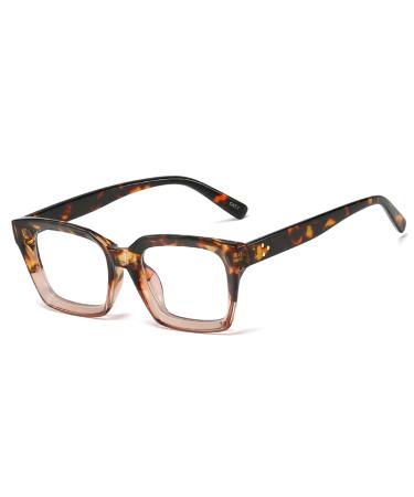 Acetate Frame Square Computer Transparent Anti Blue Light Blocking Glasses For Women leopard XDD996
