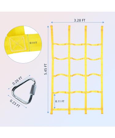 Kids Outdoor Climbing Net - Ninja Warrior Obstacle Course - Polyester Rope for Slackline - Playground Jungle Gym - 4x5 Grid (Yellow) - Buy Online on GoSupps.com