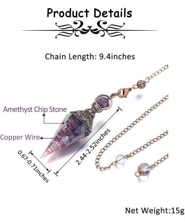 JOVIVI Amethyst Dowsing Pendulum - Hexagonal Gemstone for Crystal Healing & Divination - Buy Online on GoSupps.com