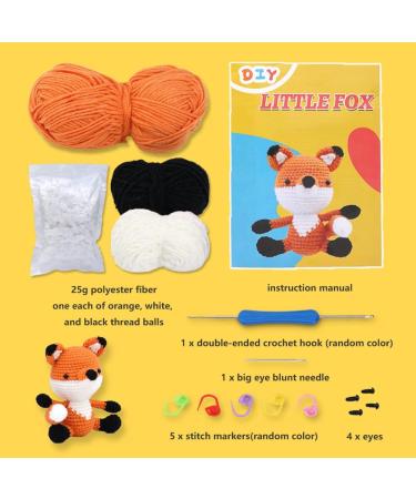 SO-CNITC Beginner Crochet Kit - Crochet Animal & Knitting Starter Kit with Instruction & Video Tutorials - Includes Yarn, Hook, Needle & Accessories - Perfect for DIY Fox Lovers - Buy Online on GoSupps.com