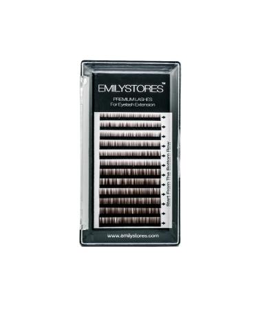 EMILYSTORES Lash Eyebrow Extensions Color Brown Thickness 0.10 mm Length 5/6/7/8MM Mixed Sizes One Tray
