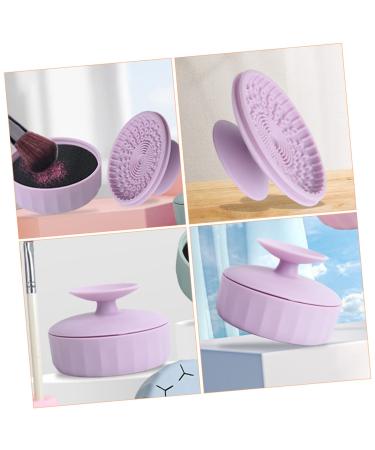 Silicone Makeup Brush Cleaning Box & Pad - Dry Cleaner Tool 7.9x5.25CM - Violet | Best Brush Scrubber Mat for Efficient Makeup Cleaning - Buy Online on GoSupps.com