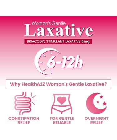 HealthA2Z Woman s Gentle Laxative | Bisacodyl 5mg Stimulant Laxative | Gentle Reliable Constipation Relief | Overnight Support | 24 Packs of 25 Tablets (600 Tablets Total) | Value Pack - Buy Online on GoSupps.com