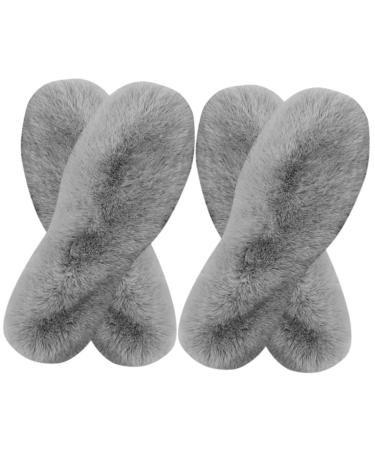 Mobestech 4 Pairs Women Inner Soles Fluffy Slipper Soles for Crochet Paper Straws Holiday Shoe Inserts Slippers Shoes Insoles Women's Shoes Faux Rabbit Fur Keep Warm Men and Women Grey 28x10cm
