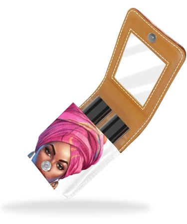 Premium Leather Lipstick Case with Mirror | Mini Lip Gloss Organizer for African American Women - Stylish & Compact - Buy Online on GoSupps.com