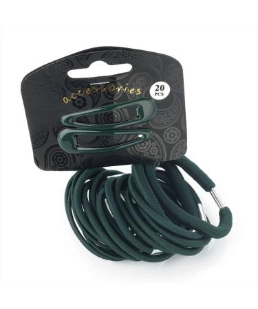 Pritties Accessories 20 Piece Bottle Green Hair Elastics Bobbles Bands and Hair Bendie Clips Set
