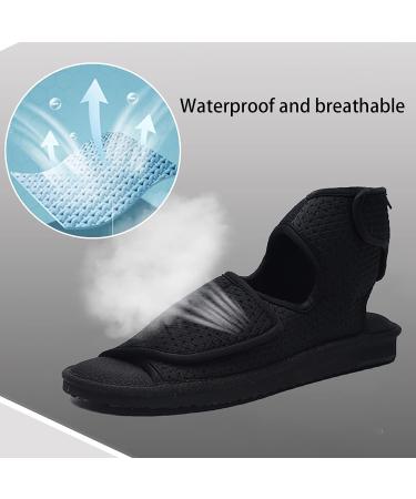 Diabetic Shoes for Men - Lightweight Walking Slippers Adjustable Bar-Strap Wide Width Memory Foam Rubber Sole - Size 10 Black - Buy Online on GoSupps.com