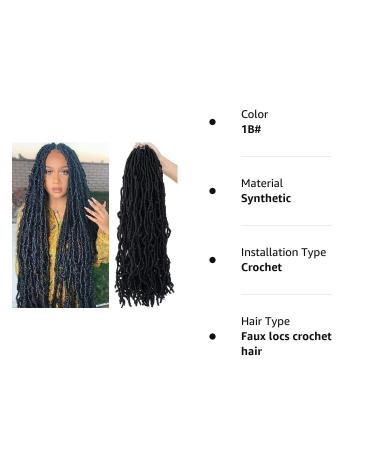 Youngther 24 Inch Faux Locs Crochet Hair 6-Pack - Pre-looped Synthetic Braiding Hair for Black Women (1B) - Buy Online on GoSupps.com