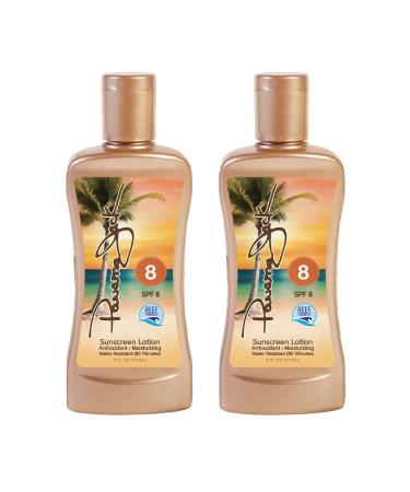 Panama Jack Sunscreen Tanning Lotion - SPF 8, Reef-Friendly, PABA, Paraben, Gluten & Cruelty Free, Antioxidant Moisturizing Formula, Water Resistant (80 Minutes), 6 FL OZ (Pack of 2)
