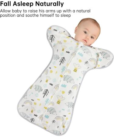 Duomiaomiao Hedgehog Baby Transition Swaddle Blanket | Arms Up Sleeping Bag | Cotton Baby Essentials for Newborn Boys Girls | All Seasons | 0-6 Months - Buy Online on GoSupps.com