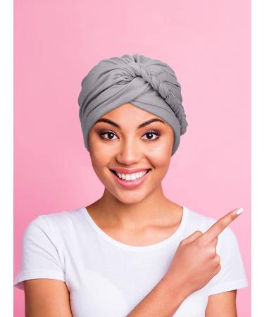 3-Pack Pre-Tied Turban Headwraps for Women - Black, Royal Blue, Gray - Buy Online on GoSupps.com