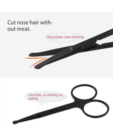 Stainless Steel Shaving Scissors Set for Men and Women - 2pcs Pointed & Round Nose Hair Makeup Tools, Ideal for Home and Salon Use (Black) - Buy Online on GoSupps.com