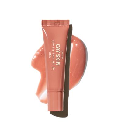 Cay Skin Isle Lip Balm SPF 30 High Shine Hydrating + Sheer Lip Gloss in Vanilla Brown Sugar Flavor Formulated with Natural Ingredients for All Skin Tones Coral 0.35 oz 1 Pack Coral