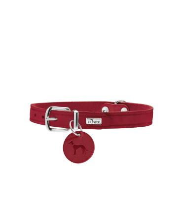 HUNTER AALBORG dog collar leather simple robust comfortable 52 (M) red red 52 (M)