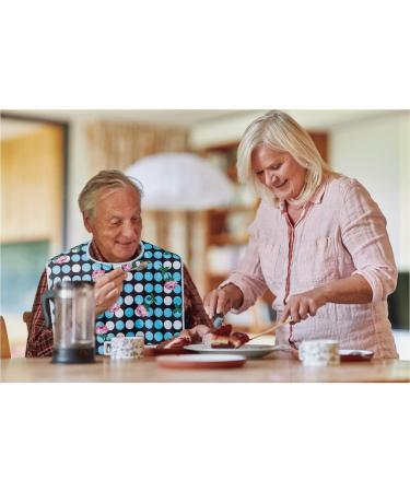 BauGaa Water-Repellent Adult Bib - Washable Clothing Protection for Seniors | Large Blue-White Roses Design - Buy Online on GoSupps.com