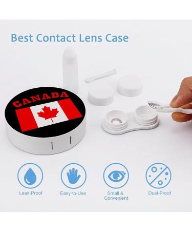 Canada Mapple Leaf Round Case For Contact Lens Kit Storage Box with Mirror Printed - Buy Online on GoSupps.com