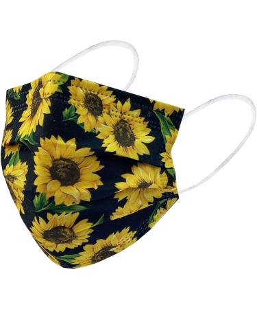 Everydayspecial Disposable Safety Mask 3 Layer Protection Face Mask for Adults 50 pcs + Necklace Holder (Sunflower Print) | 50 Count - Buy Online on GoSupps.com