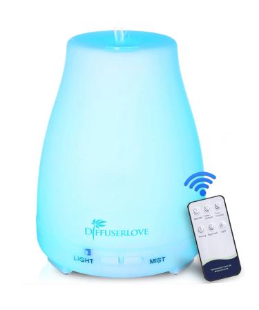 Diffuserlove Essential Oil Diffusers 200ML Remote Control Ultrasonic Mist Humidifiers BPA-Free Aromatherapy Diffuser with 7 Color Lights and Waterless Auto Shut-Off for Bedroom Office Kitchen