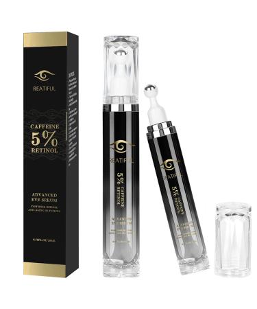 5% Caffeine & Retinol Eye Cream Under Eye Cream for Dark Circles Puffiness Puffy Bags and Wrinkles Fine Lines Anti-Aging Eyes Serum with 360 Roller Massage Ball for Men & Women (1)