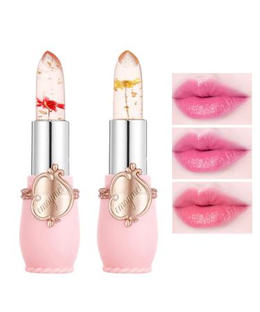 NVLEPTAP 2PCS Color Changing Lipstick Magic Lipstick Flower lipstick Moisturizer Clear Lipstick Long Lasting Nutritious Lip Gloss Set - B Set-B