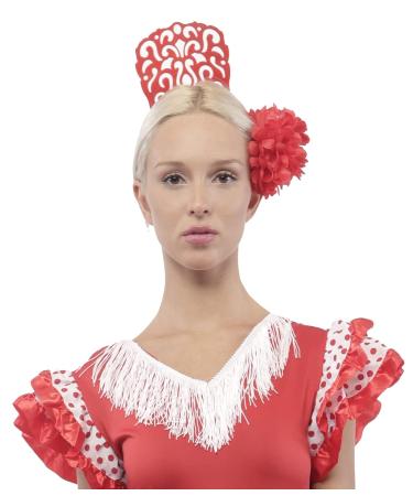 Large Flamenca Comb & Flower Hair Clips 2 Pack | Red Sevilla Party Accessories - 18x13 cm - Buy Online on GoSupps.com