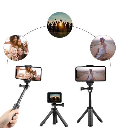 Taisioner Mini Pocket Selfie Stick Tripod for GoPro, AKASO, Insta360, DJI, Osmo Action Camera & Smartphone - Compact 3-in-1 Grip Pole for Kids & Adults (Black) - Buy Online on GoSupps.com