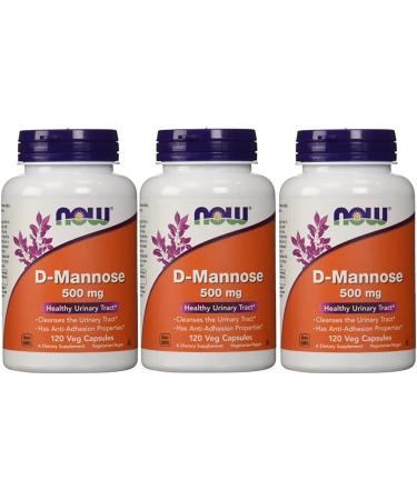 Now Foods D-Mannose 500mg 120 Veg Capsules - Healthy Urinary Tract Support (Pack of 3) - Buy Online on GoSupps.com