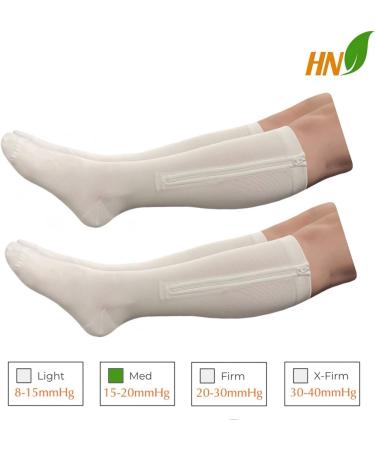 HealthyNees Closed Toe Compression Zip Socks 15-20mmHg - 2 Pairs in White & Navy - 3X-Large for Optimal Support | International Shipping Available - Buy Online on GoSupps.com