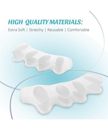 Silicone Toe Separators for Overlapping Toes | Bunion Corrector and Toe Spacers for Hammer Toe | Toe Straighteners for Crooked Toes | 2 pcs Set (White) - for Women and Men - Buy Online on GoSupps.com