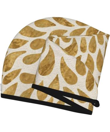 Gold Drops Microfiber Hair Towel - Super Absorbent Quick Dry Hair Wrap for Long Curly & Thick Hair - Soft Coral Velvet for Women - Buy Online on GoSupps.com