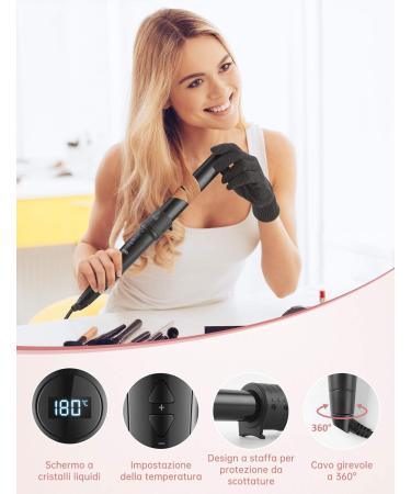 LOETAD 6-in-1 Curling Iron with LED Screen - Adjustable Temperature 80 C to 230 C Tourmaline & Ceramic for Perfect Curls | International Shipping - Buy Online on GoSupps.com