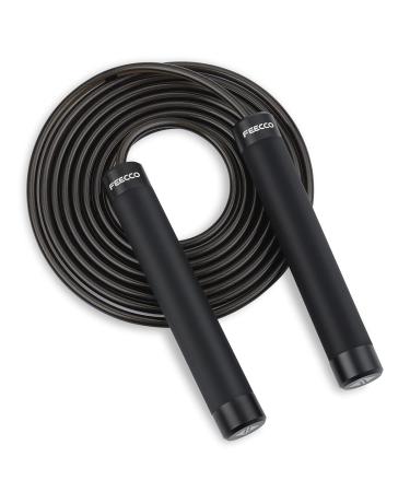 FEECCO 1/2 lb Weighted Jump Rope for Boxing, Cardio, Crossfit Workout, 811ft Range Adjustable Length Steel Ropes with Ball Bearings and Metal Handles, Suitable for Men and Women 10' Rope for User Height 6'6'6"