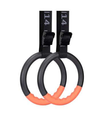 Teamaze Gymnastic Rings with 15 FT Adjustable Straps Non-Slip Gymnastics Rings Pull Up Workout Rings for Home Gym Exercise, Training Orange