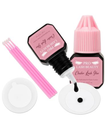 Cluster Lash Glue Individual Lash Glue for DIY Lash Extension Black Lash Bond Waterproof Eyelash Glue Lash Adhesive Long Lasting for 48 Hours 5ml Black 5ml Black Cluster Lash Glue