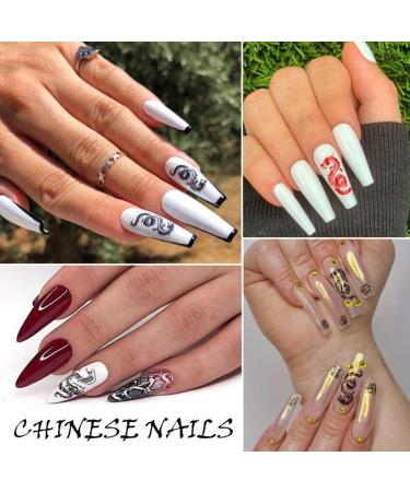 Kalolary Nail Art Stickers Decals 24 Sheets Dragon Snake New Year Red Black Design Water Slider Chinese Manicure Angle Chinese Character Nail Art Decor Halloween Nail Decoration - Buy Online on GoSupps.com